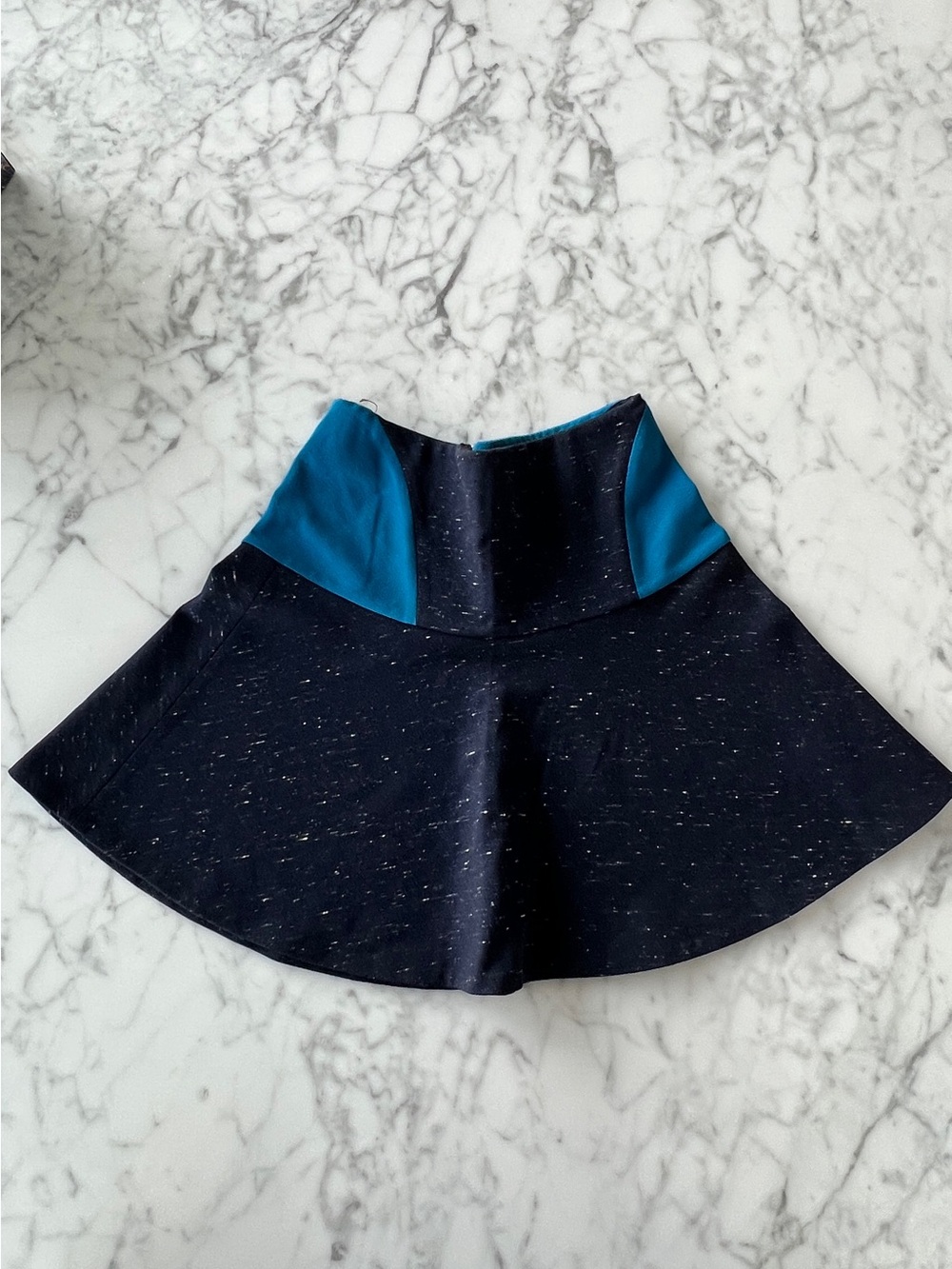 Wilfred Navy Skirt with Teal Accent Panels